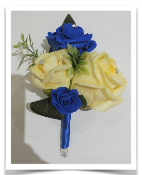 Royal blue & lemon buttonhole
